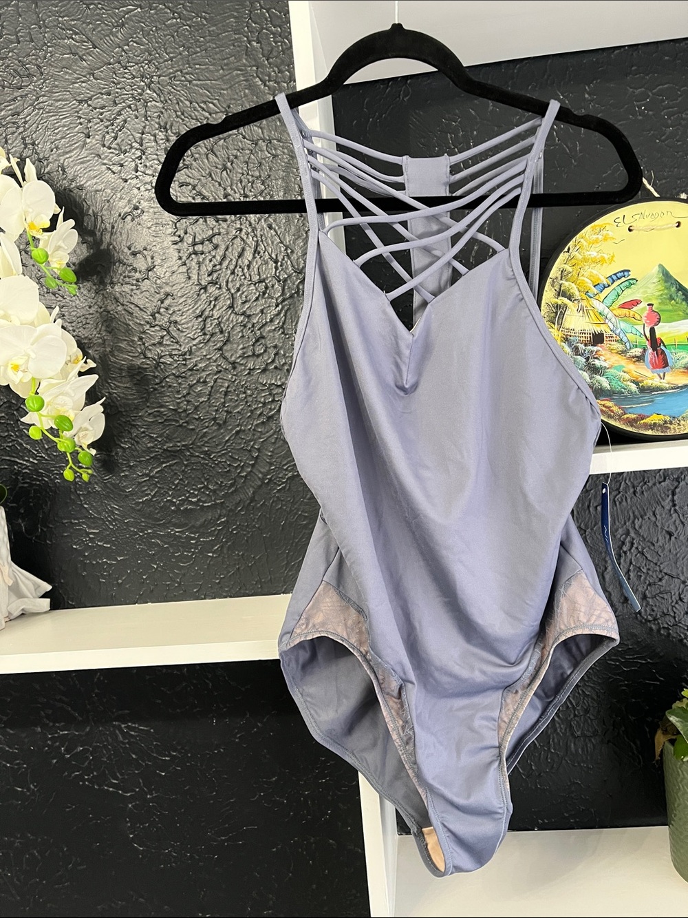 Danskin off blue Strappy-Back Bandeau Bodysuit